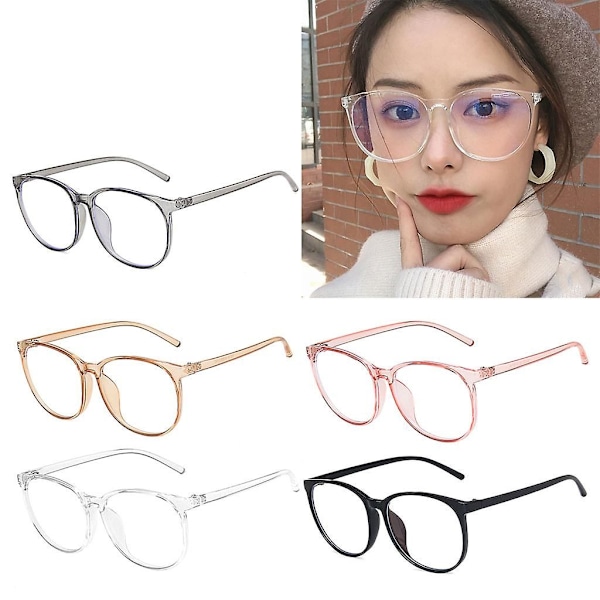 Anti Blåljus Glasögon För Män och Kvinnor - Runda Datorglasögon - Rosa Klara Glas Pink