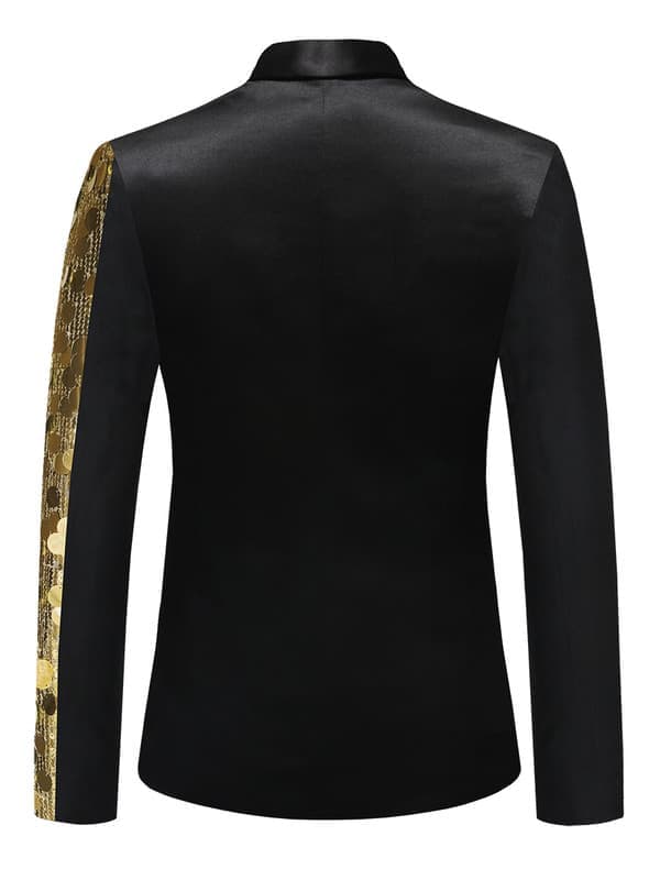 Men's Sequin Blazer, One Button Slim Fit Sequin Jacket Gold Gold 40 Gold 40