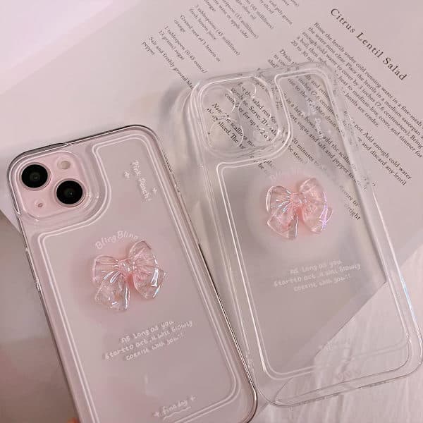 iPhone 12 Pro Max Case - Cute 3D Pink Bow, Slim Transparent Aesthetic, Glitter Protective iPhone 12 Pro Max iPhone 12 Pro Max