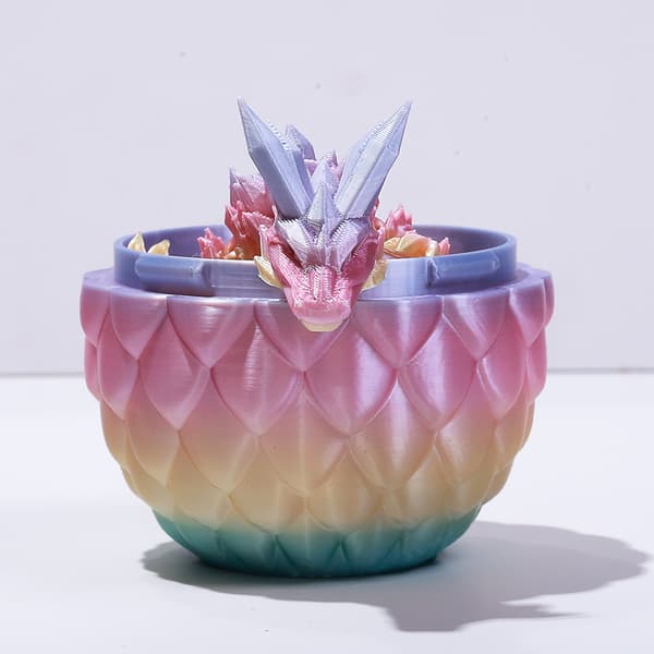 3D-printet bevinget flygende drage, drageegg-sett arrangement figur (godterifarge + drageegg)