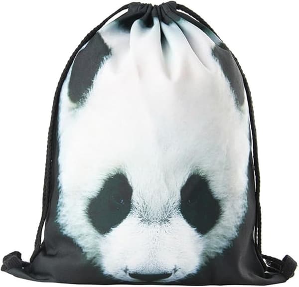Drawstring Bags Waterproof Drawstring Bag Adjustable Lightweight Gym School Drawstring Backpack for Sports (Panda)