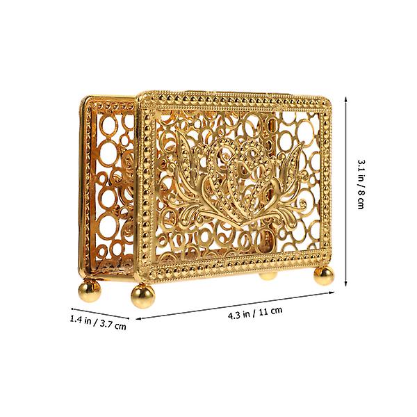 Metal Serviet Holder Bordplade Serviet Holder Stativ Dekorativ Papirserviet Dispenser Guld 11X8X3.7CM Golden 11X8X3.7CM