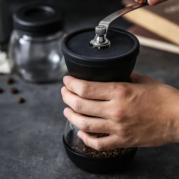 Kaffe- og peberkværn i rustfrit stål, lydsvag kaffekværn, sort