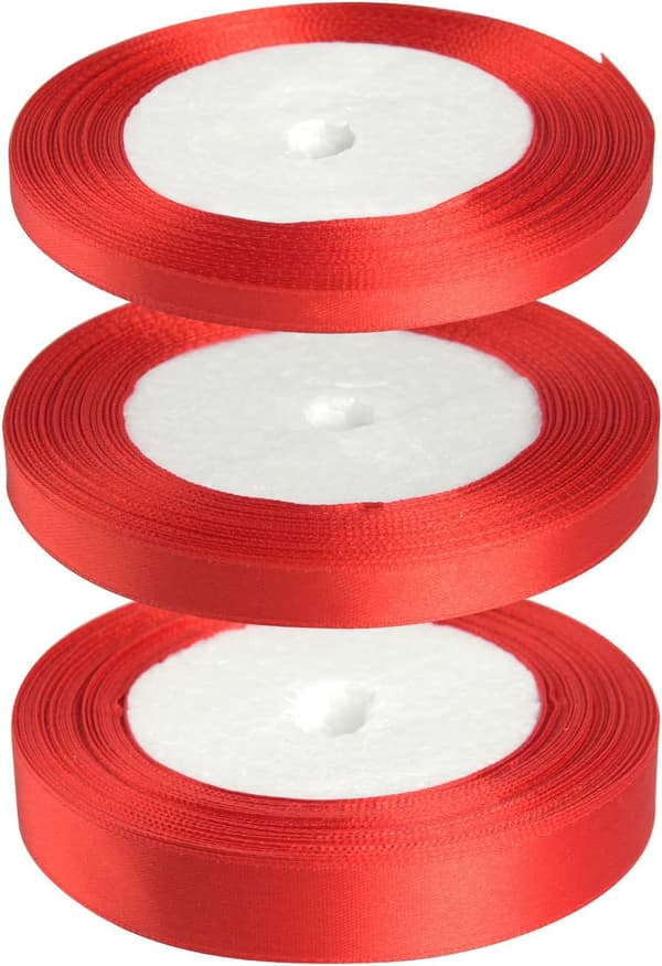 Rødt satengbånd julebånd 6mm 10mm 15mm bånd