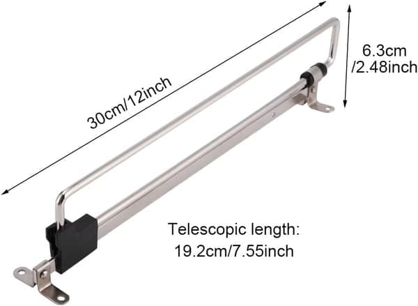 Uttrekkbar klesstang klesoppbevaring; kan forlenges opptil 30 cm.