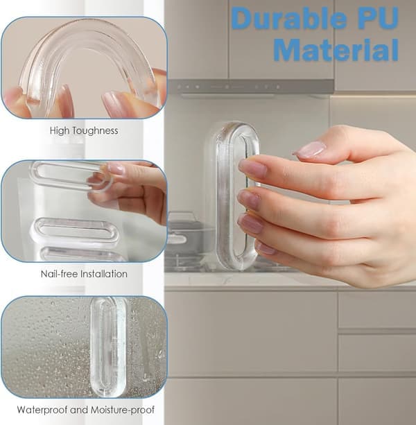 Self-Adhesive PU Recessed Finger Pulls 4pcs Oval for Glass Doors Drawers Cabinets [Ho]