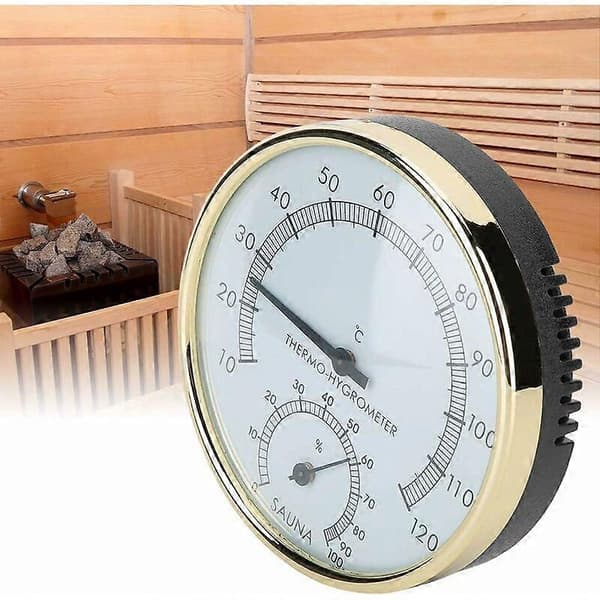 Digital Sauna Thermometer Hygrometer Humidity Temperature Meter, Sauna Hygrometer Gold Clock Sauna Accessories 100X31mm