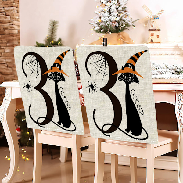 Stolsöverdrag, Halloween Spökhus Stolsöverdrag, Stolsöverdrag för Matrum 8-pack, Sittdynor för Matstolar