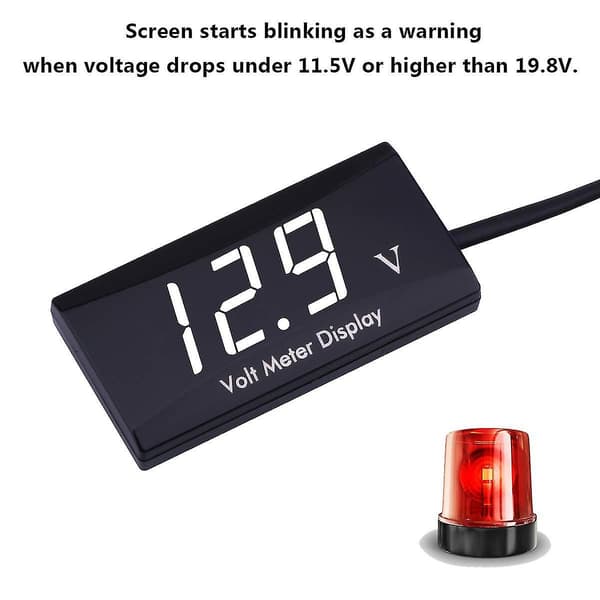 DC 12V Bil Digital Voltmeter Måler - Aimilar LED Display Spændingsvoltmeter til Bil Motorcykel (hvid)