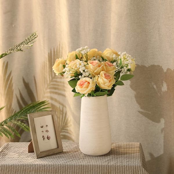 Kunstige silkeroser, blomsterbuket til hjem, kontor og bryllup