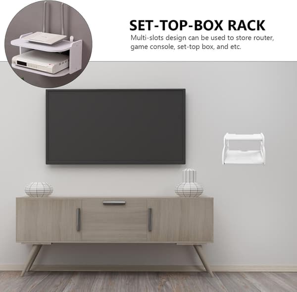 Wall Mounted Stb Stand Holder Double Layer Pvc Board Punch-free Creative Small Lightweight Design