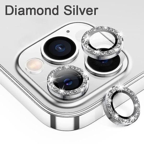 Lens Protector for iPhone 14Pro Max/14Pro Camera Lens Protector Glass Film Diamond Silver (2 pcs)
