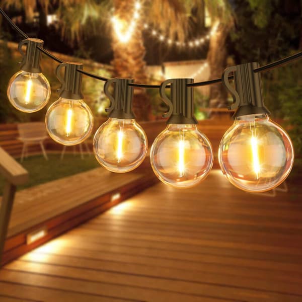 String lights for indoor and outdoor use, 25+2 waterproof bulbs, 7.62 m string lights for patio decoration, warm white