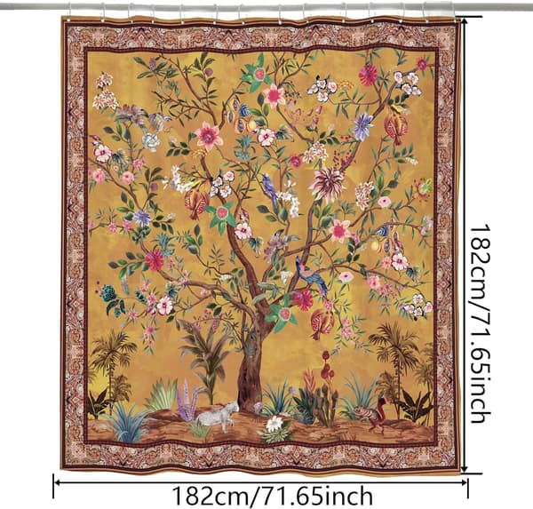 Badrumsduschdraperi Färgglatt Boho Blommigt Tryck Vackert Ljust Poly