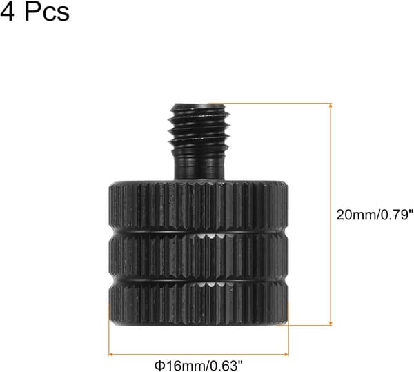 Mikrofonstativadapter Hun M8 til Han M6 Aluminiumlegeringsskrue til Mikrofonstativ Sort 4 Stk - 16mm x 20mm size_name 1.3FT