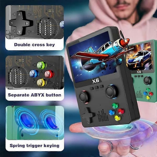 X6 Spillkonsoll X6 Minispillkonsoll, IPS, 32bit Risc, Langvarig Batteri
