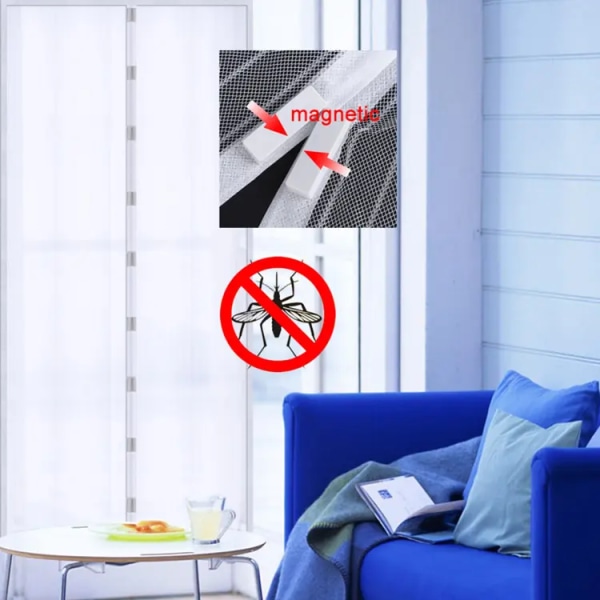 Magnetisk Dørskærm - Selvforseglende, Robust, Håndfri Masketæppe Holder Insekter Ude - Dyrevenlig og Børnevenlig - Åben Funktion -