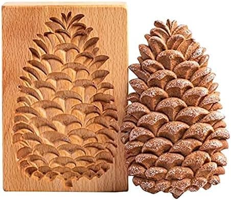 Utskåret pepperkakeform i tre, 3D bakeform i tre, kakeform, pressestempel, kakeformsett med Provence-rose kakestempel