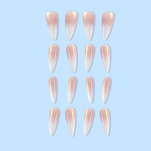 Long Press-on Nails Stiletto False Nails Extra Long False Nails French Tip Glue On Nails Gradient Acrylic Nails Pink to White Press-on