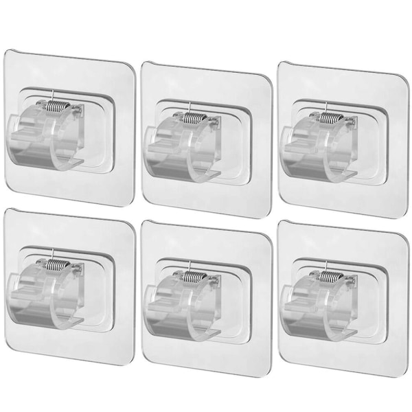 6 st Draperskrokar Duschskena Hållare Spikfri Skena Fäste Hållare Gardinupphängare Badrum Transparent 6X6cm
