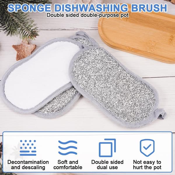 wxsp 10 Pieces Double-Sided Kitchen Dish Sponges, Dish Sponge Large Cleaning Sponge Kitchen Sponge Washable, Reusable Microfiber