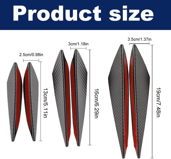 Universal Bumper Guards, 6 st Universal Car Front Bumper Lip Splitters, Universal Anti-Scratch Adhesive Strips, Rubber Flanges for Car