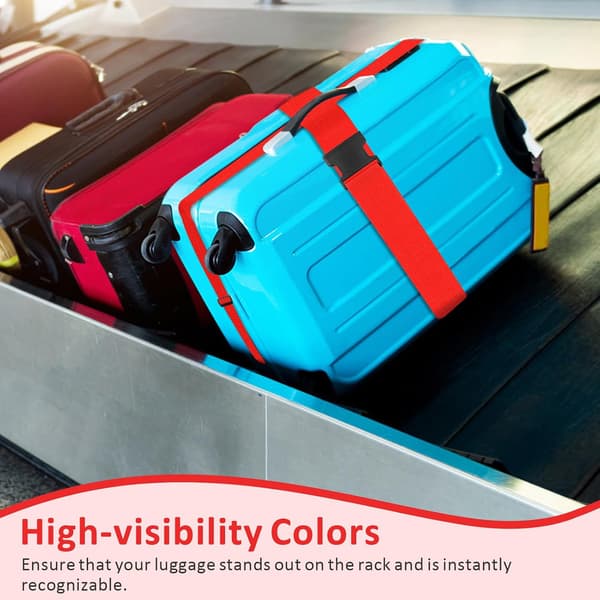 Adjustable Suitcase Belt 4-Pack Luggage Straps with Buckle for Suitcase Security Lock Fastener Red