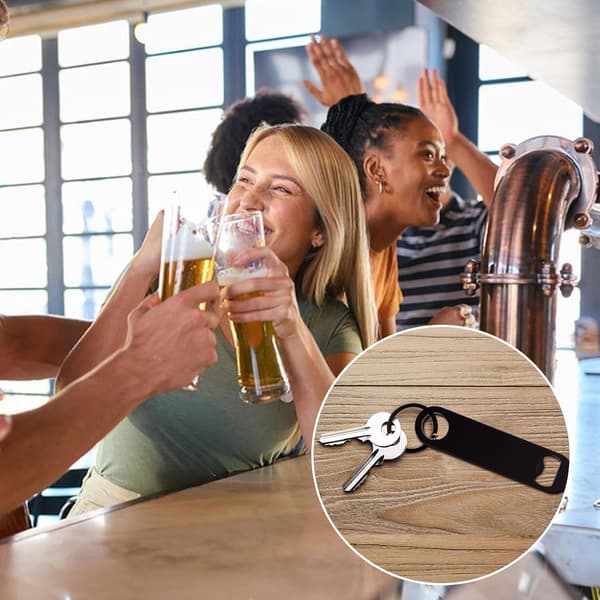 wxsp 2-delt flaskeåbner, sort, flaskeåbner, hjælpeværktøj i rustfrit stål, 12 cm flad ølåbner, flaskeåbner, bartender, ølåbner til
