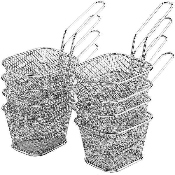 Minikurv for pommes frites, frityrkurv i rustfritt stål, rektangulær minikurv for frityrsteking