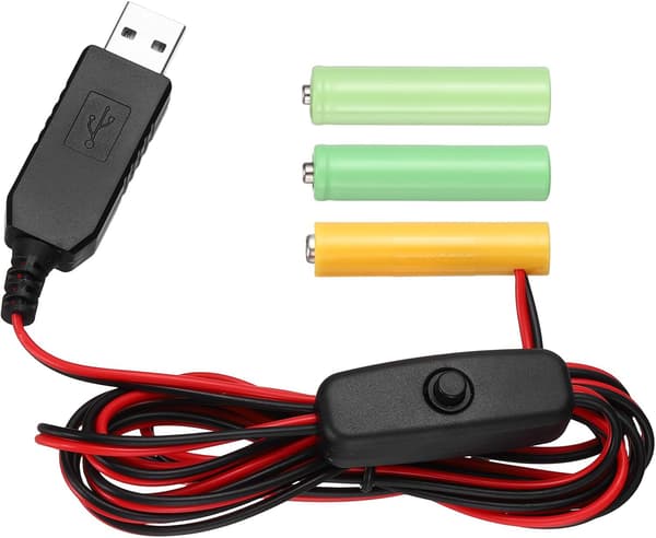 4 stk. Universal 5V USB strømomformer AAA-batteri tænd/sluk 6V 2M