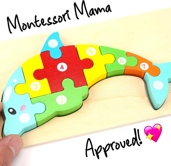 Mamma träpussel för barn i åldern 2-4 | Montessori-leksaker för småbarn 2 år gamla