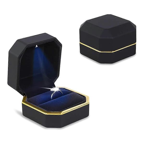 LED-belyst Ring Halskæde Opbevaringsæsker Forlovelse Bryllup Gave Display Box