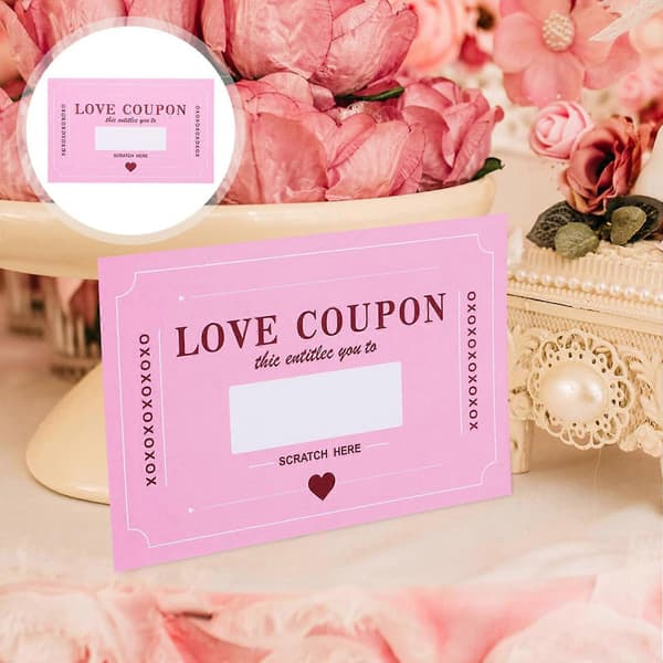 Skraplotter Kärlekskuponger för par 20-pack Alla hjärtans dag presentkort Romantisk rosa stil 20 st 20PCS