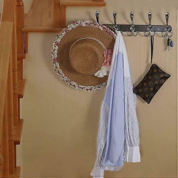 Wall Mounted Coat Rack, Wall Hooks - Extra Strong Stainless Steel, 5 Hooks, Coat Rack for Coats, Hats,