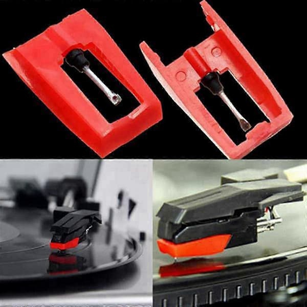 10 kpl vinyylilevysoittimen neula levysoittimiin - Pickup Stylus Punainen Red