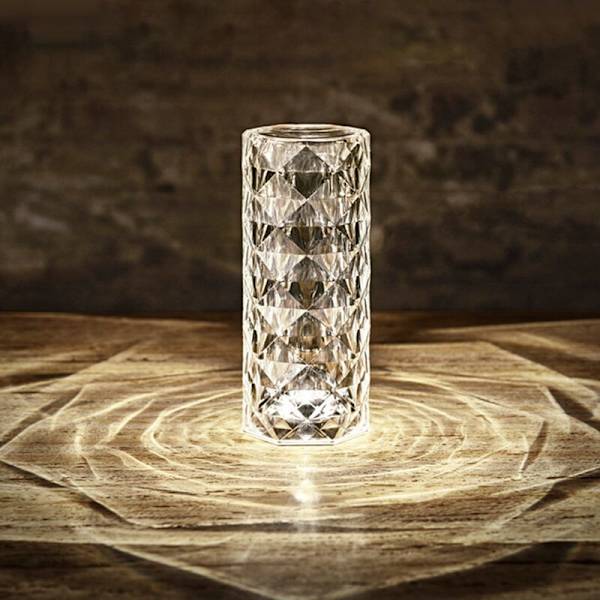 Crystal Table Lamp Light Projector 3 Colors Adjustable Romantic Atmosphere Light USB Touch Night Light