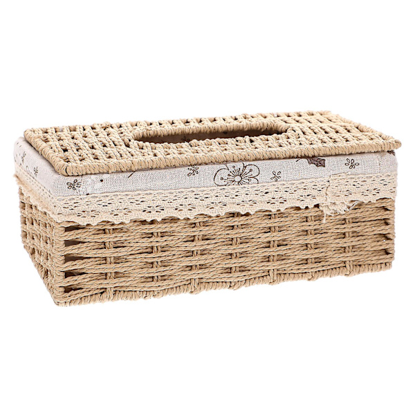 Handvävd Pappershållare Vävd Bordshållare Pappershållare Beige 26X13CM Beige 26X13CM