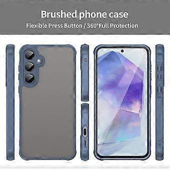 För Samsung Galaxy A55 5G Mobilskal Stötsäkert Luftkuddar Frostat Transparent PC+TPU Baksida Blå Blue