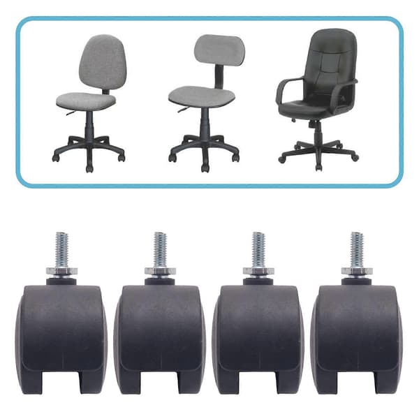 6mm Threaded Stem 40mm Twin Wheel Swivel Caster Black
