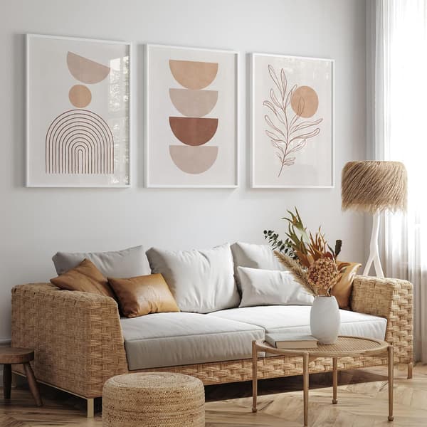 Set med 3 väggkonstposters för sovrum, hem eller kusindekor - Boho-stil väggkonst för vardagsrum (ram ingår ej)