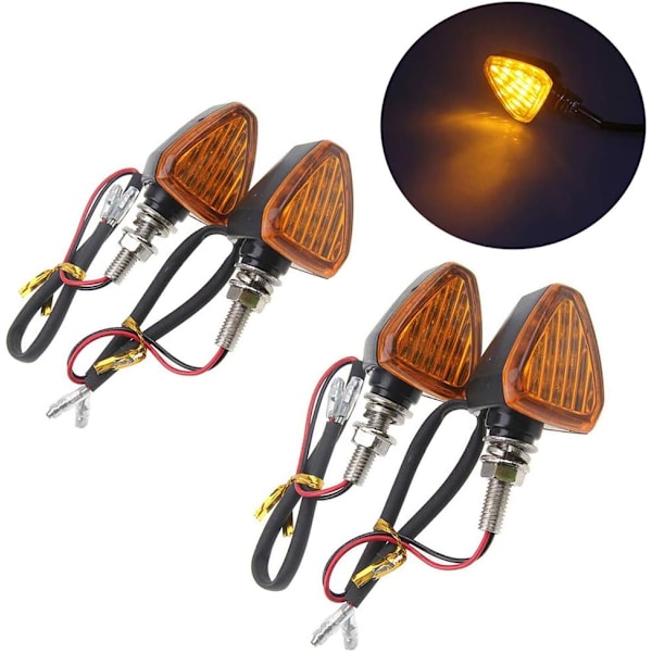 4kpl Moottoripyörän Vilkut 15LED Suuntavilkut 12V Vedenkestävä Universaali Moottoripyörälle Skootterille Quad Cruiser Off Road (Keltainen)