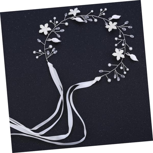 Strass Brudehodebånd Perleblomstret Hodeplagg for Bryllupsfest Fotografering