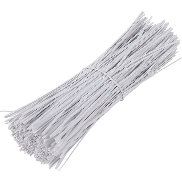 1000 st buntband järntråd med plastbeläggning Twist band, 15 cm (vit)