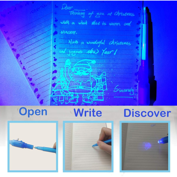 Näkymätön mustekynä, Spy Pen Marker -lasten kynät salaisen viestikynän kirjoittamiseen Ystävänpäivä pääsiäinen UV-valolla lapsille 7 kpl