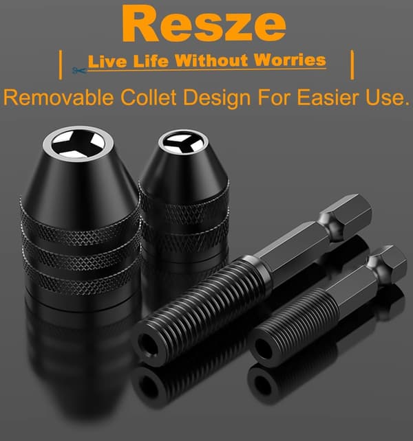 Keyless Drill Chuck Adapter - 3 Drill Chucks for Impact Drivers, 1/4\" Hex Shank Chuck Conversion Adapters