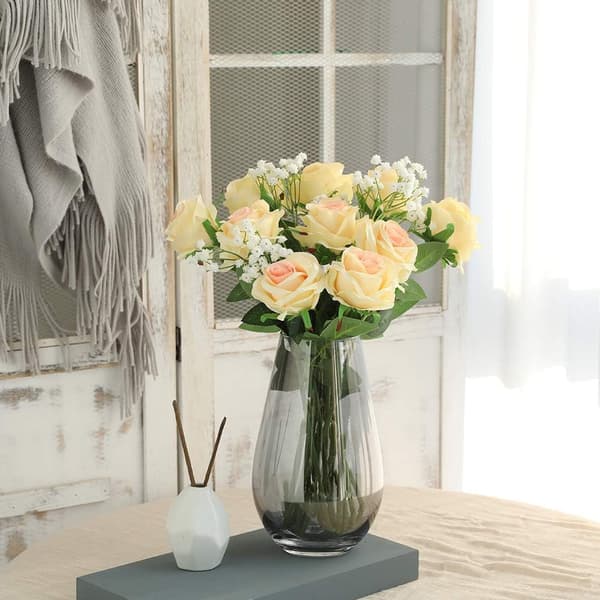 Kunstige silkeroser, blomsterbuket til hjem, kontor og bryllup