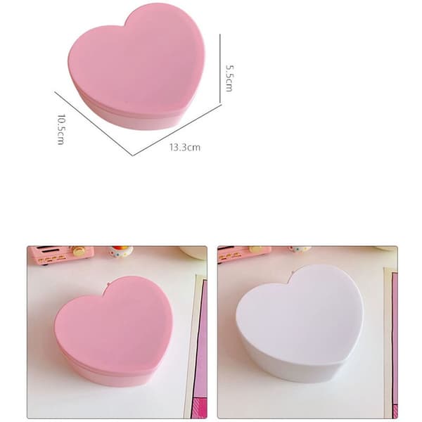 Heart-shaped desktop storage box, student dormitory, love storage box, double storage box, white