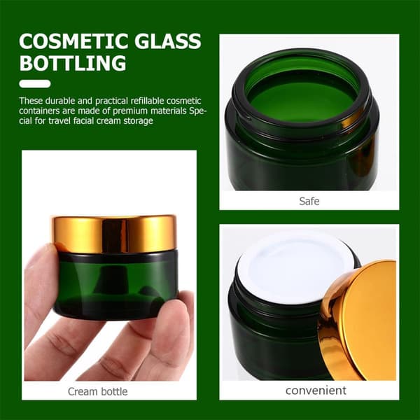 10 st 30g gröna kosmetiska förvaringsburkar i glas Ansiktskräm underbehållare Bärbara påfyllningsbara sminkflaskor för resor och daglig användning