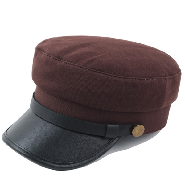 Båtkaptein Herre Sjømannshatter Lue Flat Soldat Utendørs Brown