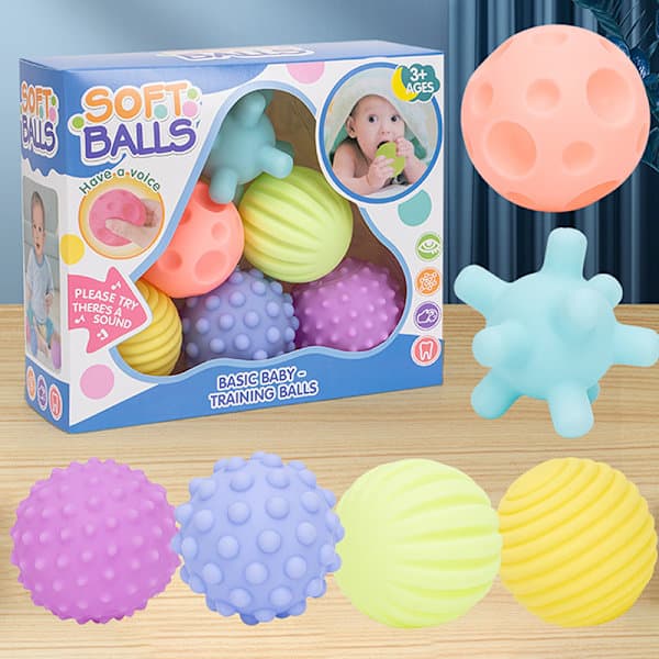 6 stk baby sensoriske baller barn teksturert håndberøringsball S A4 A4 A4